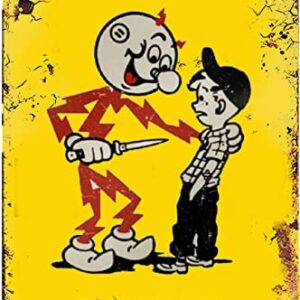 WZVZGZ Vintage Metal Tin Sign Remember Kids Electricity Will Kill You Warning Vintage Metal Tin Sign Retro Iron Painting Tin Signs Plaque Poster Wall Art Decoration Poster Retro 8x12 Inch