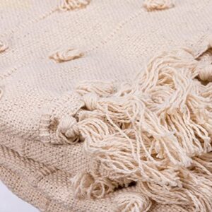 Primitives by Kathy Decorative Cotton Throw Blanket - Cream Poms & Fringe Trim 50x60