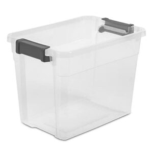 Sterilite 30 Quart Clear Plastic Stackable Storage Container Bin Box Tote with Grey Latching Lid Organizing Solution for Home & Classroom, 18 Pack