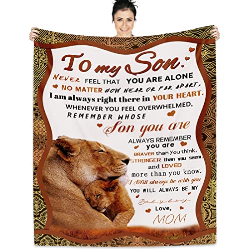 Yutrrpe to My Son Blanket from Mom Gifts for Son from Mom Personalized Throw Blankets Best Son Ever Gifts Birthday Graduation with Positive Encourage Fits Couch Sofa Bedroom Living Room