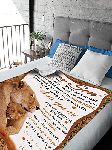 Yutrrpe to My Son Blanket from Mom Gifts for Son from Mom Personalized Throw Blankets Best Son Ever Gifts Birthday Graduation with Positive Encourage Fits Couch Sofa Bedroom Living Room