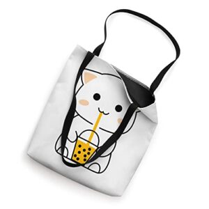 Cute Anime Cat Drinking Boba Adults Kids Tote Bag