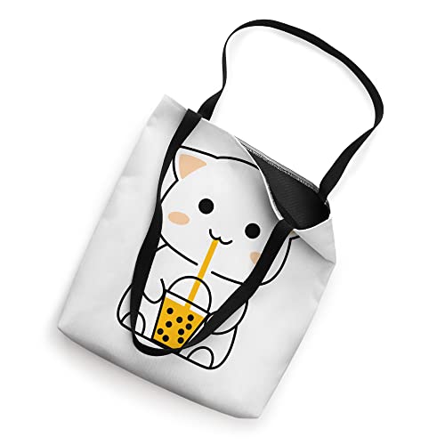 Cute Anime Cat Drinking Boba Adults Kids Tote Bag