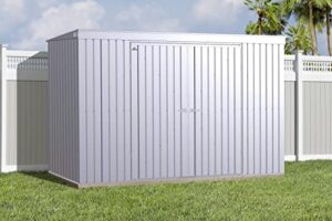 arrow shed elite 10′ x 4′ outdoor lockable pent roof steel storage shed building, silver