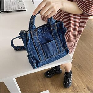 Denim Purse Jean Tote Bags for Women Summer Beach Bag Boho Hobo Hippie Crossbody Handbags for Teen Girls Women (Navy)