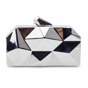 Emprier Womens Geometric Metal Evening Clutch Purse Fashion Small Evening Shoulder Bags Box Clutch Bags