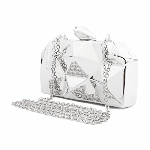 Emprier Womens Geometric Metal Evening Clutch Purse Fashion Small Evening Shoulder Bags Box Clutch Bags