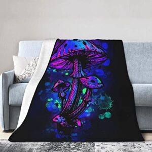 wdfs psychedelic mushrooms flannel fleece throw blankets super soft cozy warm plush bedding for adults kids lightweight blankets for couch,sofa,bed 50”x40”, black19