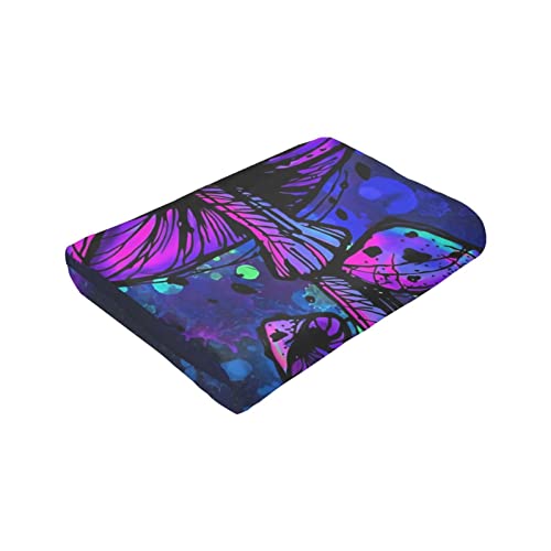 WDFS Psychedelic Mushrooms Flannel Fleece Throw Blankets Super Soft Cozy Warm Plush Bedding for Adults Kids Lightweight Blankets for Couch,Sofa,Bed 50''x40'', Black19