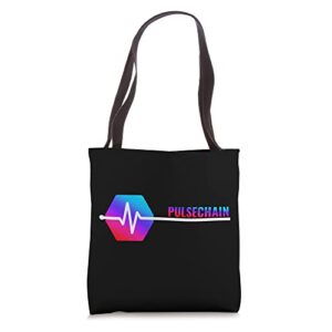 pulsechain pls crypto logo pulse chain hex cryptocurrency tote bag