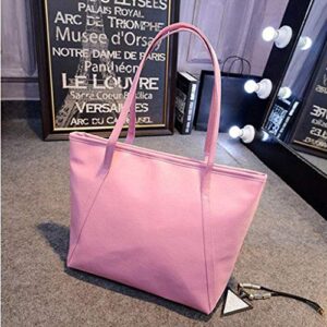 Capacity Solid Messenger High Women Bags Handbag Satchel Shoulder Zippered Tote (Pink, One Size)