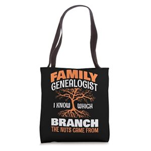 family genealogist i know which branch the nuts game from tote bag