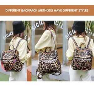 MCWTH Women Backpack Purse Fashion PU Leather Ladies Handbag, College Travel Casual Shoulder Bags (Leopard Brown)