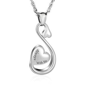 xiuda infinity cremation necklace for women urn necklace for ashes always with me ashes necklace for loss stainless steel cremation ash necklace(silver)