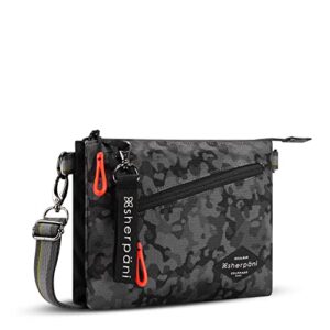 sherpani zoom, small crossbody purse, nylon crossbody bag, lightweight cross body bag, sleek dual pouch, purses for women, rfid protection (dream camo)