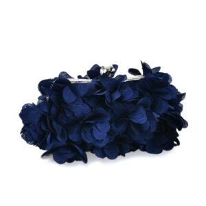 jambhala clutch evening handbags floral appliques clutch purses for women (navy blue)