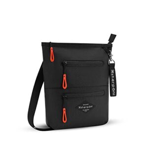 sherpani sadie, nylon crossbody bag, lightweight shoulder bag, cross body purse, crossbody bags for women, rfid protection (raven)