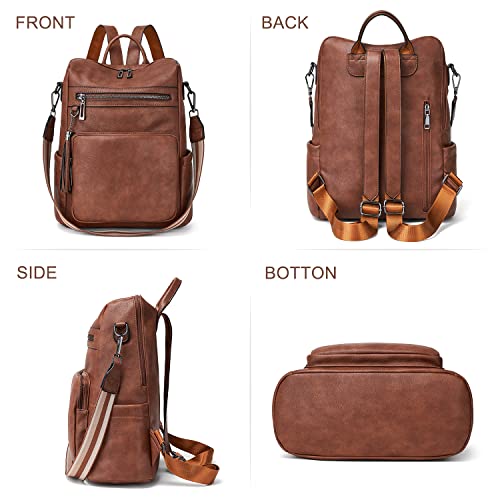 Backpack Purse for Women Leather: Waterproof Anti theft Fashion Convertible Shoulder Bag (Oil Wax Brown)