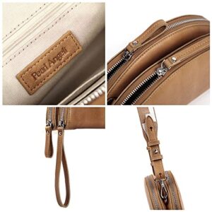 Small Crossbody Bags Leather Women’s Hobo Phone Bag Multi-Pocket Adjustable Shoulder Bag Zipper Closure Brown