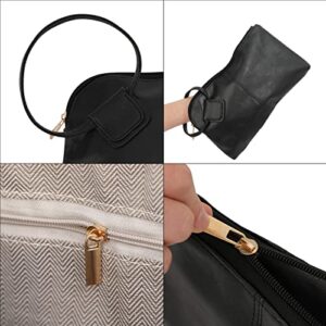 THOVSMOON Wristlet Clutch Purses for Women,Soft Vegan Leather Evening bag with Round handle,Large Zippered Bracelet Clutch (Black)