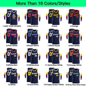 Custom Basketball Jersey Hip-Hop Shirts Stitched or Printed Personalized Name Number for Men/Boy, 16.navy&white, One Size