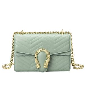 tagdot fashion metal chain small shoulder crossbody bags for women handbag purses vegan leather clutches (mint green)