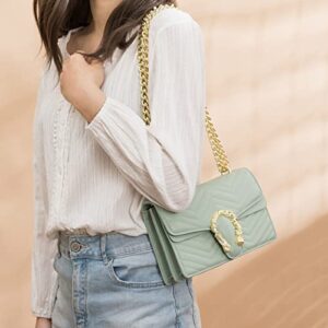 TAGDOT Fashion Metal Chain Small Shoulder Crossbody Bags for Women Handbag Purses Vegan Leather Clutches (Mint Green)