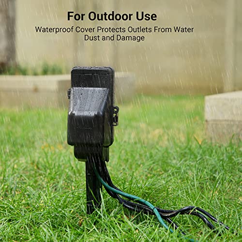 DEWENWILS WiFi Outdoor Outlet Timer, Smart Yard Stake Plug with 6 Outlets, Remote& Voice Control, Waterproof Power Stake Timer with 6Ft Cord, Alexa& Google Assistant Compatible, 1875W/15A, FCC Listed