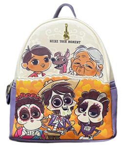 loungefly women’s disney chibi “coco family” double strap shoulder bag purse