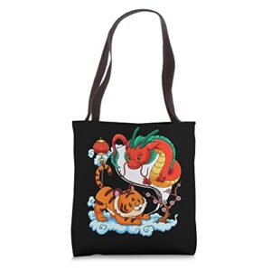 yin yang dragon tiger chinese martial arts symbol asian tote bag