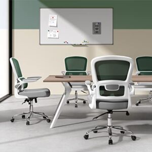 Logicfox Ergonomic Office Chair, Breathable Mesh Chair with Adjustable Height, Computer Chair with a Double Lumbar Support and Flip-up Arms, Home Office Desk Chair with 90°-130° Tilt Function