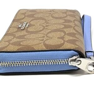 Coach Women's Long Zip Around Wallet In Signature Canvas (Khaki - Marble Blue)