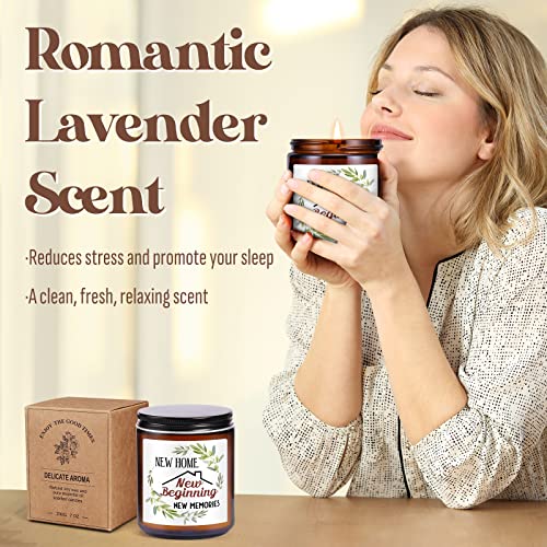 MULCHUM Housewarming Gifts for New Home Lavender Scented Candles Gift for Women Unique Apartment Present for Newlyweds Couple Homeowners Neighbors Families Friends (Brown y)