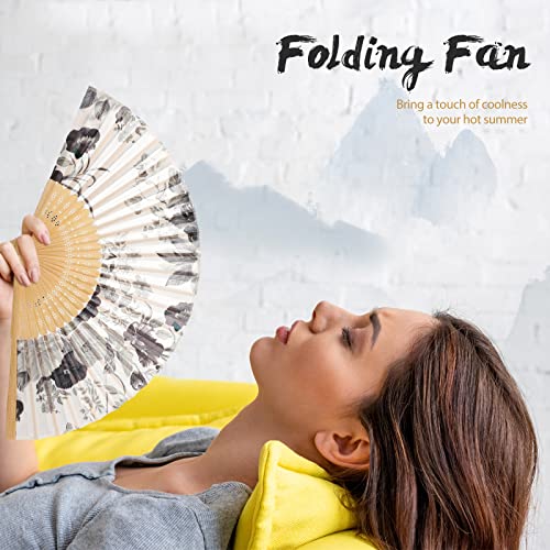 24 Pieces Floral Folding Hand Fans for Women Foldable Vintage Fan with Different Flower Patterns Chinese Fan with Bamboo Rib Hand Held Fans for Adults Hand Folding Fan for Wedding Party Favors Gifts
