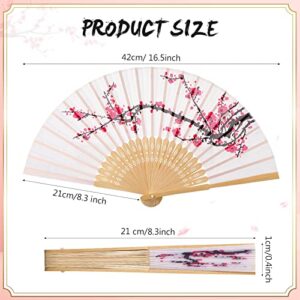 24 Pieces Floral Folding Hand Fans for Women Foldable Vintage Fan with Different Flower Patterns Chinese Fan with Bamboo Rib Hand Held Fans for Adults Hand Folding Fan for Wedding Party Favors Gifts