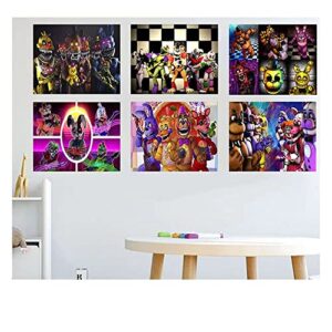 jinelle 6pcs/set unframed wall poster inspired five nights at freddys canvas poster 8″x10″ for home decor party favors supplies