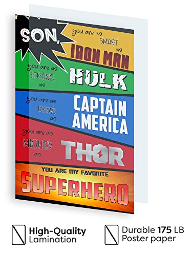 Son, You Are My Favorite Superhero - Artistic Typography Poster, Motivational Inspirational Quote Wall Art Print Great Decor for Kids Childs Bedroom Nursery Decor 16x24 Inch (Unframed)