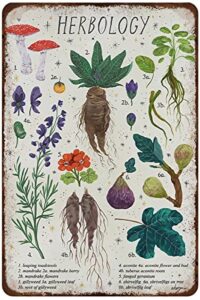 retro metal tin sign herbology poster plant magic poster vintage metal plaque wall decor gift for bathroom restaurant farm bedroom cafe school 8×12 inch