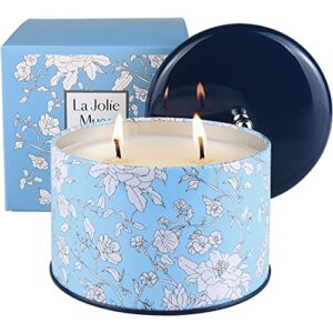 LA JOLIE MUSE Citronella Candles Outdoor Large, Natural Soy Wax Citronella Candles Indoor Set of 3, 14.1 Oz, 6.5 Oz