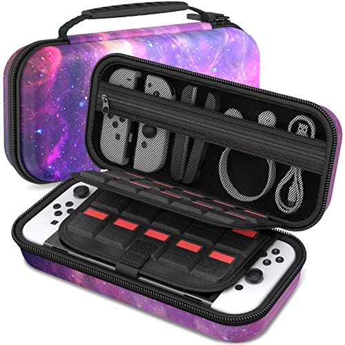 Carrying Case Compatible with Nintendo switch OLED/Switch Console, Hard Shell Protective Portable Switch Carry Case Travel Bag with Pockets for Accessories and with 20 Games storage…