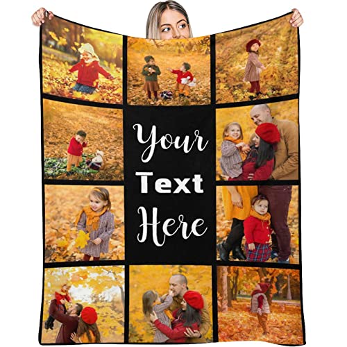 Artsadd Custom Blanket Personalized Blanket with Photos Text Gift on Birthday Christmas Customized Picture Throw Blanket for Adult Men Women