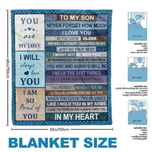 Son Gifts from Mom - Son Gifts Blanket 50" X 60" - Birthday Gifts for Son - to My Son Blanket from Mom - Son Graduation Gifts Ultra-Soft Warm Flannel Throw Blanket for Bed Sofa