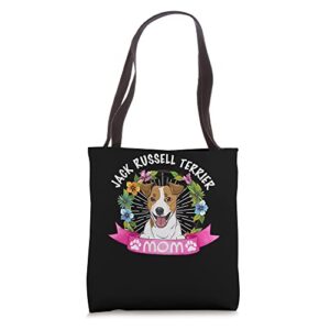 cute jack russell terrier dog mom flower puppy dogs lover tote bag