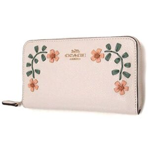 coach medium id zip wallet with floral whipstitch