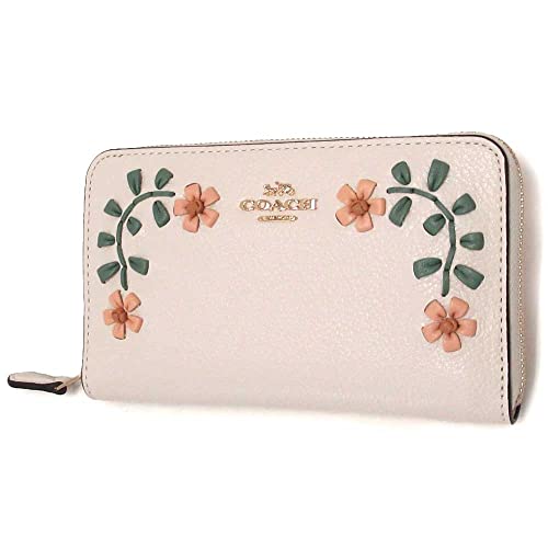 COACH Medium Id Zip Wallet With Floral Whipstitch