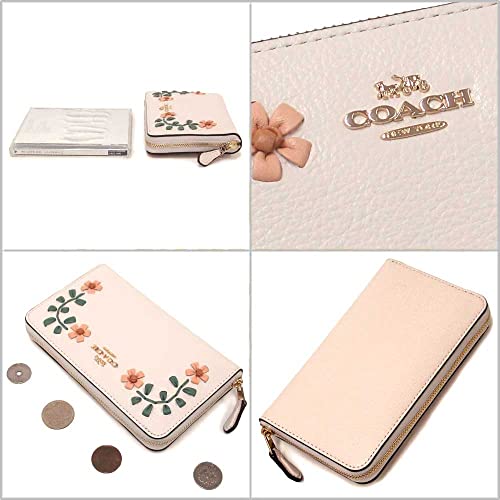 COACH Medium Id Zip Wallet With Floral Whipstitch