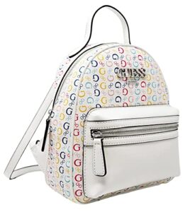 guess women’s van buren white rainbow logo print small backpack handbag bag