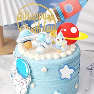 Spaceman Birthday Candles, Space Rocket Spacecraft Candles, Astronaut Theme Candles for Birthday Party Baby Shower - Set of 3