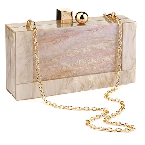 Rkrouco Multicolor Acrylic Clutch Purse Women Evening Handbag Perspex Crossbody Bag-Apricot