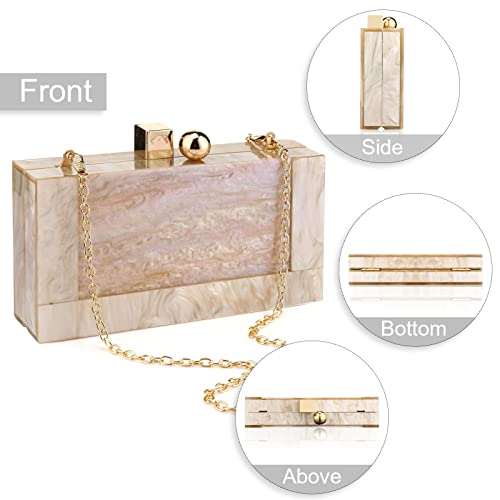 Rkrouco Multicolor Acrylic Clutch Purse Women Evening Handbag Perspex Crossbody Bag-Apricot